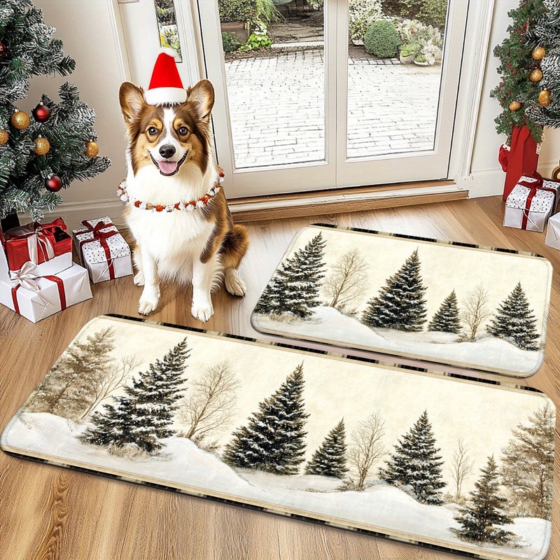 VIKAMA 크리스마스 카펫 겨울 눈 풍경 소나무 눈  - Hunting Outdoor Rug 리뷰 및 가격