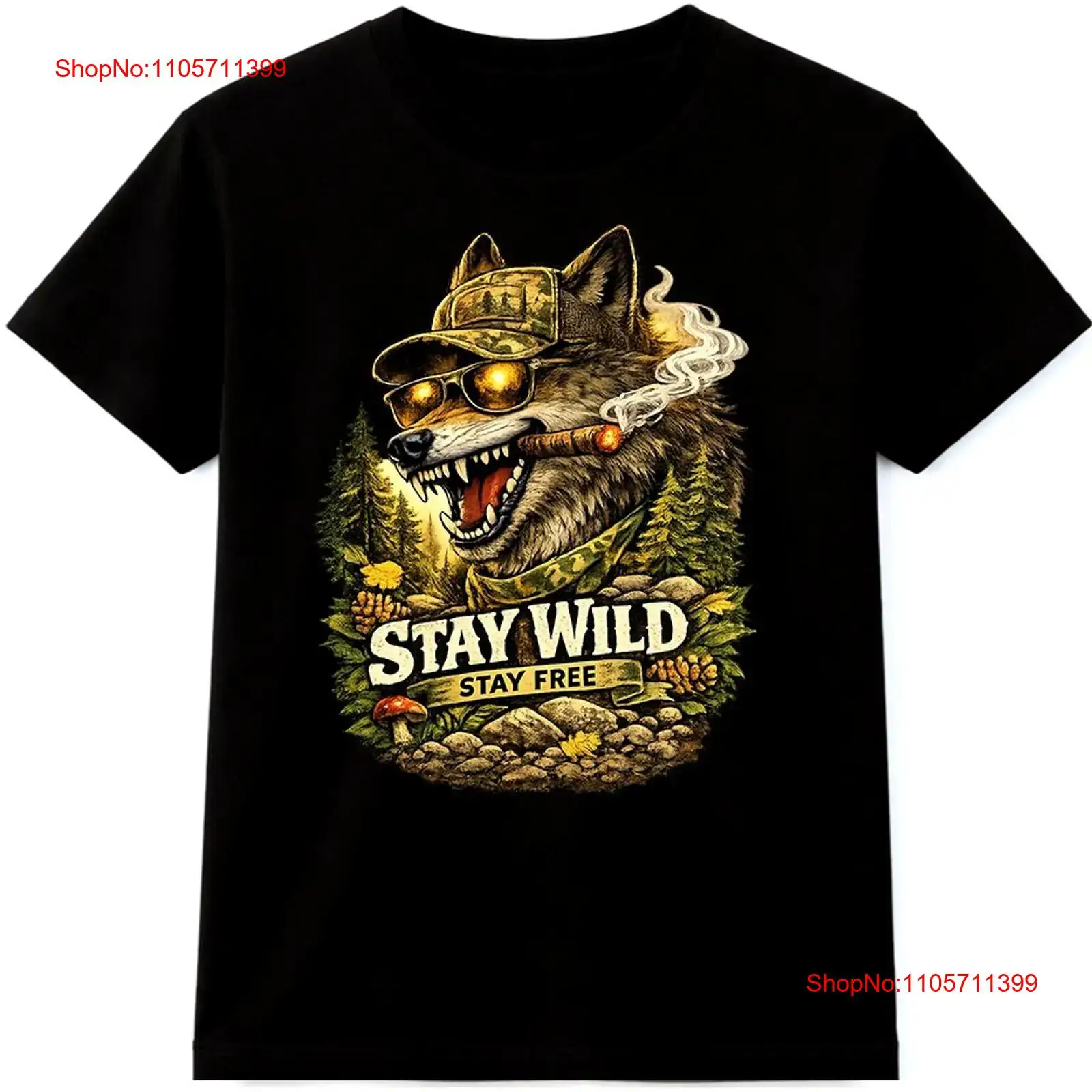 울프 티셔츠 Stay Wild Free 야외 야생동물  - Wildman Hunting & Outdoor Price List 리뷰 및 가격